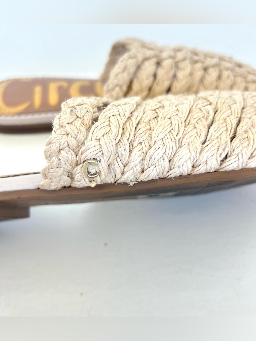 SAM EDELMAN Circus Cream Braided Pointy Closed Toe Summer Boho Ballet Flats Sz 8 - Picture 4 of 12